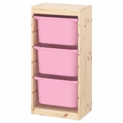 Ящик для хранения с контейнерами TROFAST 3Б розовый Икеа