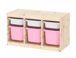 Ящик для хранения с контейнерами TROFAST 3М/3Б белый/розовый Икеа